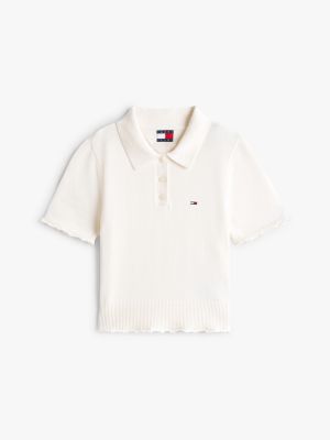 Женские джинсы Tommy Hilfiger Tommy Jeans Lettuce-Trim Sweater Polo — фото 5