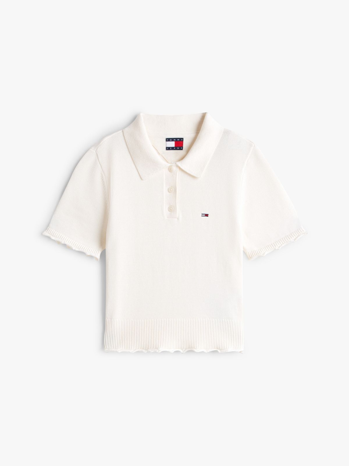 Tommy Jeans Lettuce-Trim Sweater Polo — Ancient White