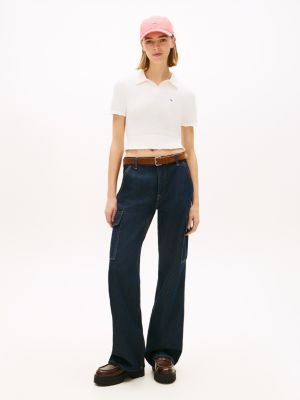 Женские джинсы Tommy Hilfiger Tommy Jeans Lettuce-Trim Sweater Polo — фото 3