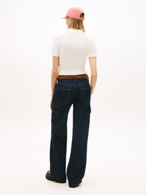 Женские джинсы Tommy Hilfiger Tommy Jeans Lettuce-Trim Sweater Polo — фото 4