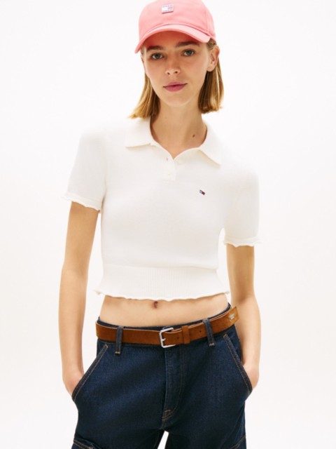 Женские джинсы Tommy Hilfiger Tommy Jeans Lettuce-Trim Sweater Polo