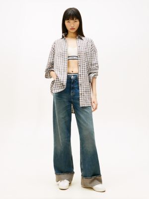 Tommy Jeans High-Rise Wide Cuffed Jean, Denim Dark