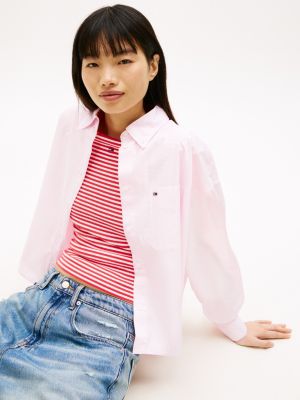 Женские рубашки Tommy Hilfiger Tommy Jeans Relaxed Cropped Poplin Shirt — фото 2