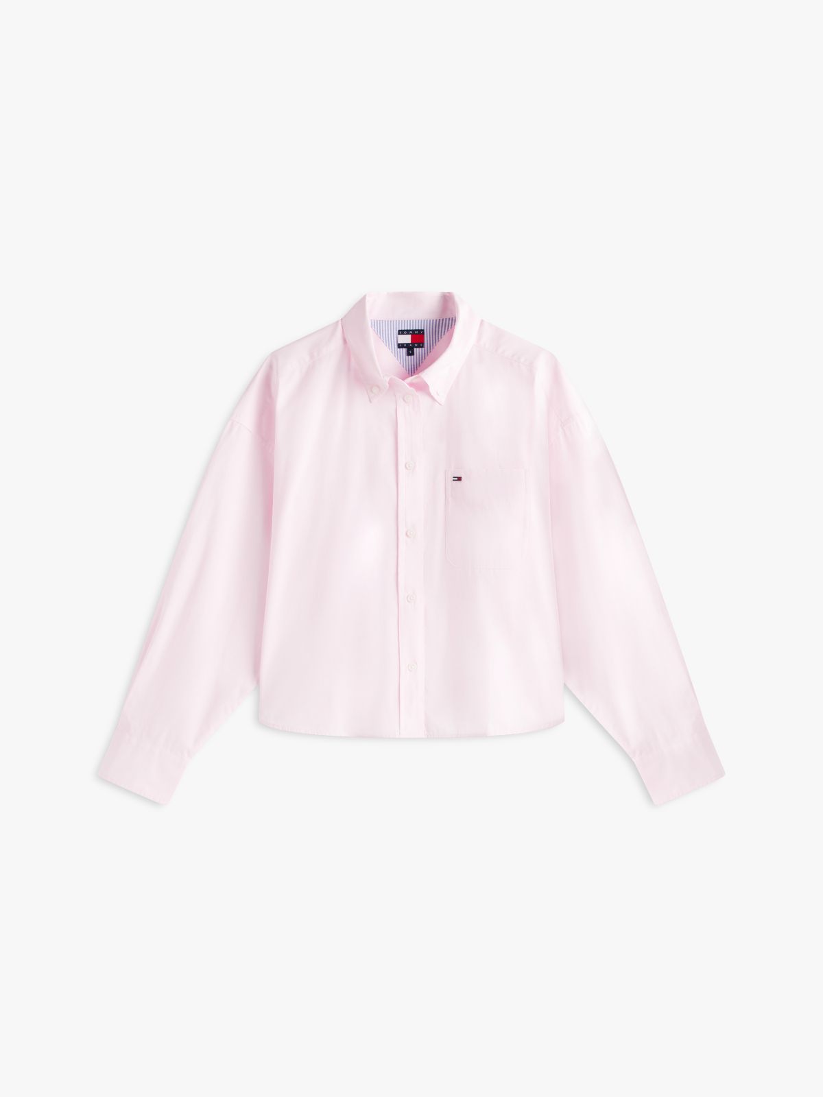 Tommy Jeans Relaxed Cropped Poplin Shirt — Pearly Pink