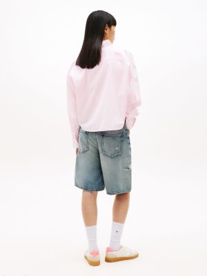Женские рубашки Tommy Hilfiger Tommy Jeans Relaxed Cropped Poplin Shirt — фото 4