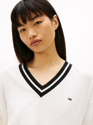Женские джинсы Tommy Hilfiger Tommy Jeans Relaxed Fit V-Neck Sweater — фото 2