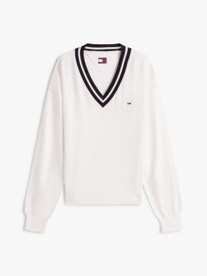 Женские джинсы Tommy Hilfiger Tommy Jeans Relaxed Fit V-Neck Sweater — фото 5