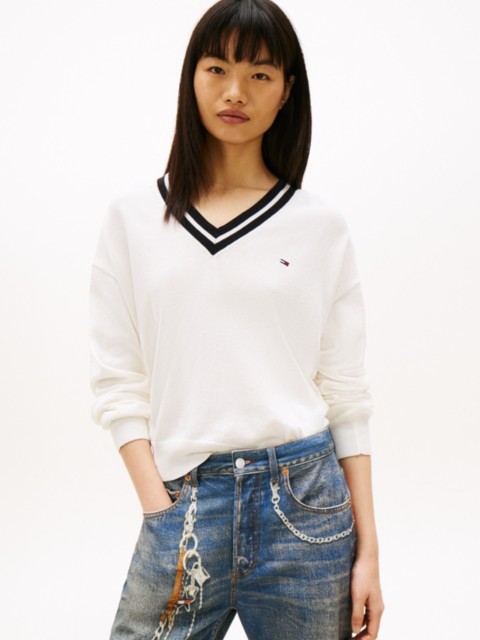 Женские джинсы Tommy Hilfiger Tommy Jeans Relaxed Fit V-Neck Sweater