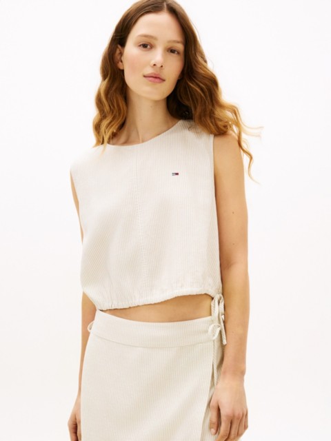 Женские джинсы Tommy Hilfiger Tommy Jeans Side-Tie Linen-Blend Top