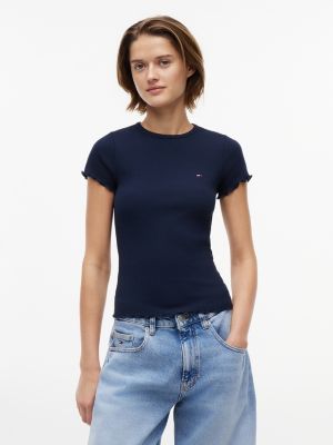 Tommy Jeans Lettuce-Trim T-Shirt, Dark Night Navy