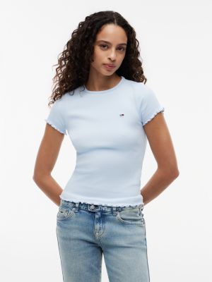 Tommy Jeans Lettuce-Trim T-Shirt, Light Blue