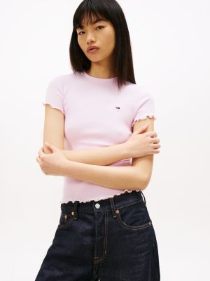 Tommy Jeans Lettuce-Trim T-Shirt, Pearly Pink