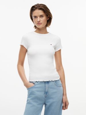 Tommy Jeans Lettuce-Trim T-Shirt, Ecru