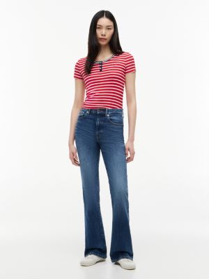 Женские джинсы Tommy Hilfiger Tommy Jeans Striped Rib-Knit Henley — фото 2