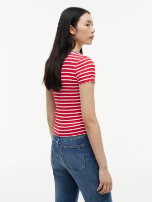 Женские джинсы Tommy Hilfiger Tommy Jeans Striped Rib-Knit Henley — фото 4