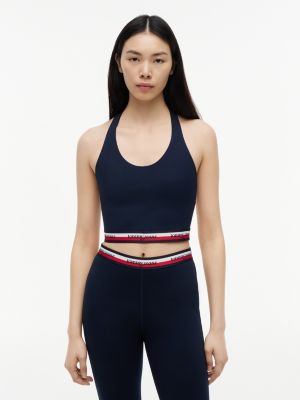 Tommy Jeans Slim Fit Halter Crop Top, Navy