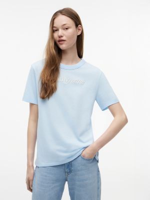 Tommy Jeans Embroidered Script T-Shirt, Light Blue