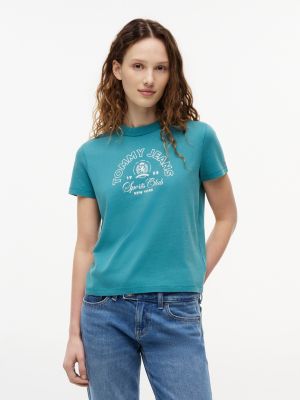 Tommy Jeans Sports Club Logo T-Shirt, Platinum Teal
