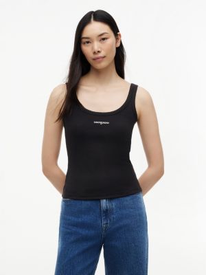 Tommy Jeans Slim Fit Rib-Knit Tank Top, Black