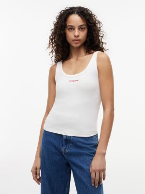 Tommy Jeans Slim Fit Rib-Knit Tank Top, Ecru