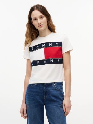 Tommy Jeans Big Flag Logo T-Shirt, Ancient White