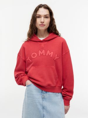 Tommy Jeans Boxy Fit Garment-Dyed Hoodie, Amaryllis Red
