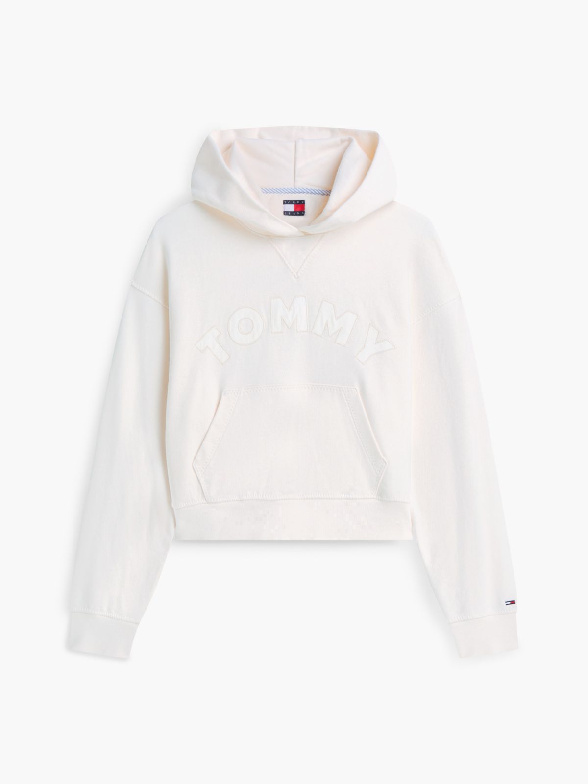 Tommy Jeans Boxy Fit Garment-Dyed Hoodie — Ancient White