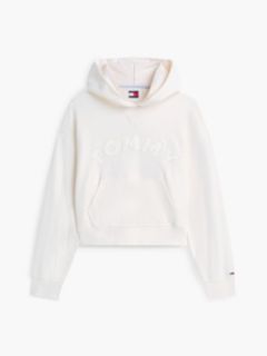 Tommy Jeans Boxy Fit Garment-Dyed Hoodie — Ancient White 5