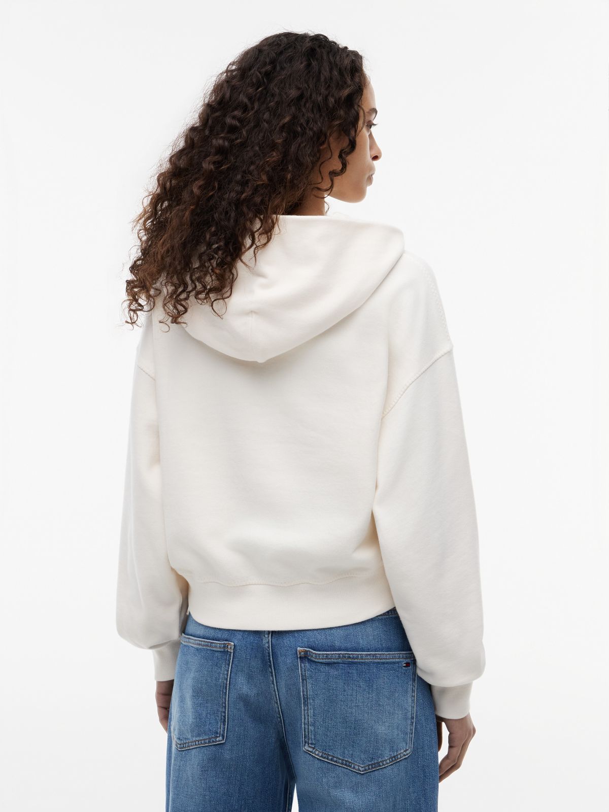 Tommy Jeans Boxy Fit Garment-Dyed Hoodie — Ancient White