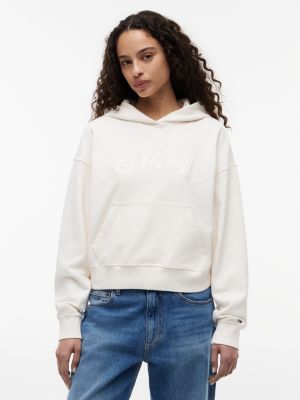 Tommy Jeans Boxy Fit Garment-Dyed Hoodie, Ancient White