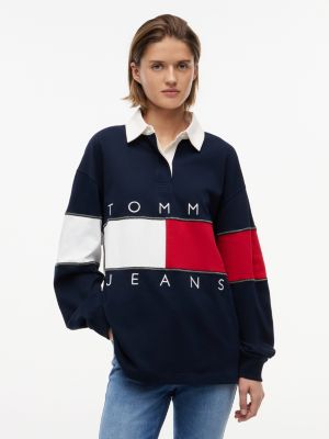Tommy Jeans Oversized Fit Flag Rugby, Dark Night Navy