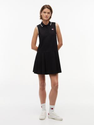 Tommy Jeans Pleated Polo Mini Dress, Black