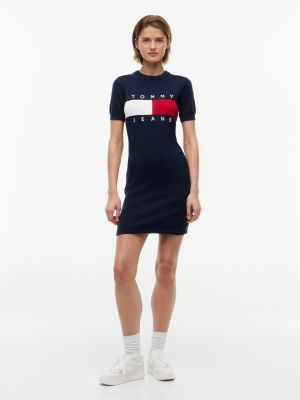 Tommy Jeans Flag Logo Sweater Dress, Dark Night Navy
