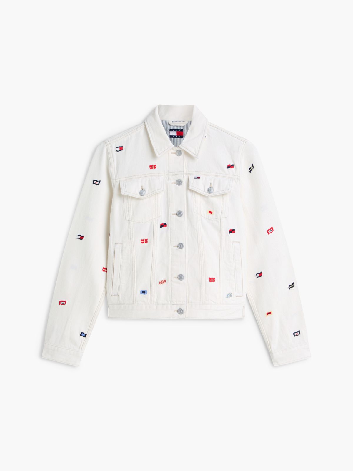 Tommy Jeans Sailing Flag Denim Jacket — White Denim