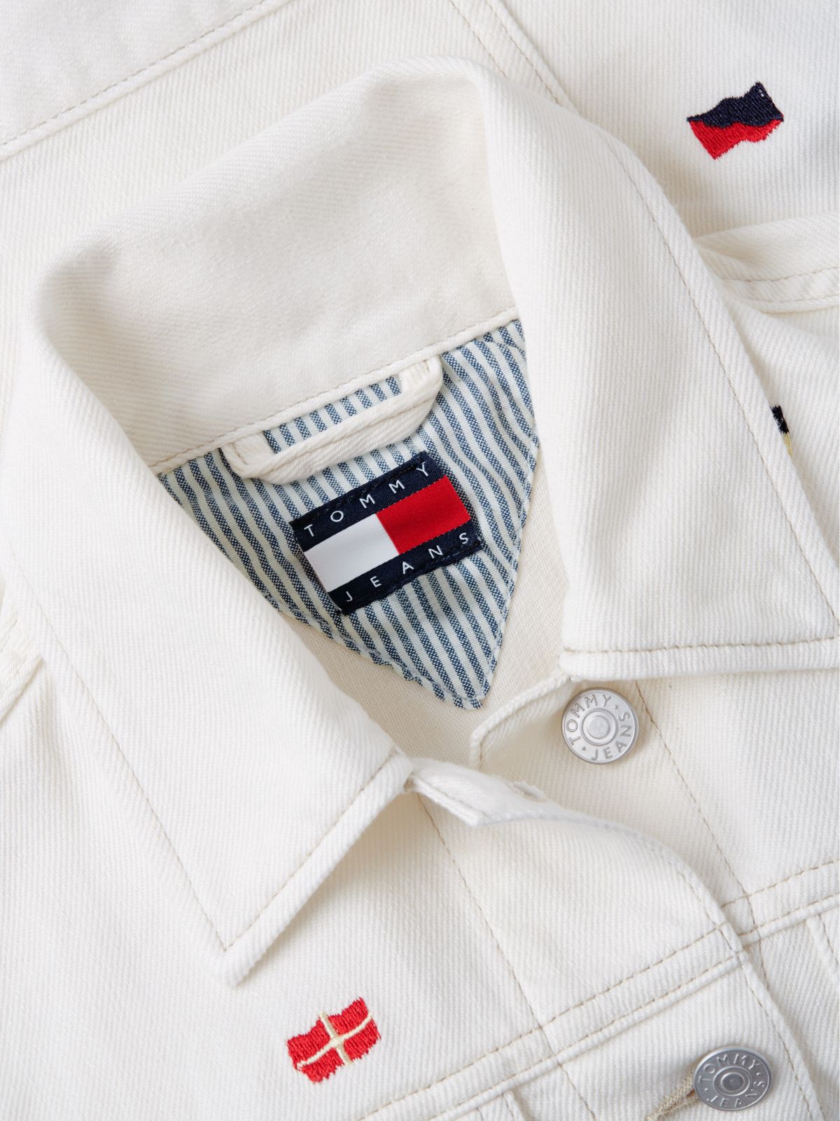 Tommy Jeans Sailing Flag Denim Jacket — White Denim