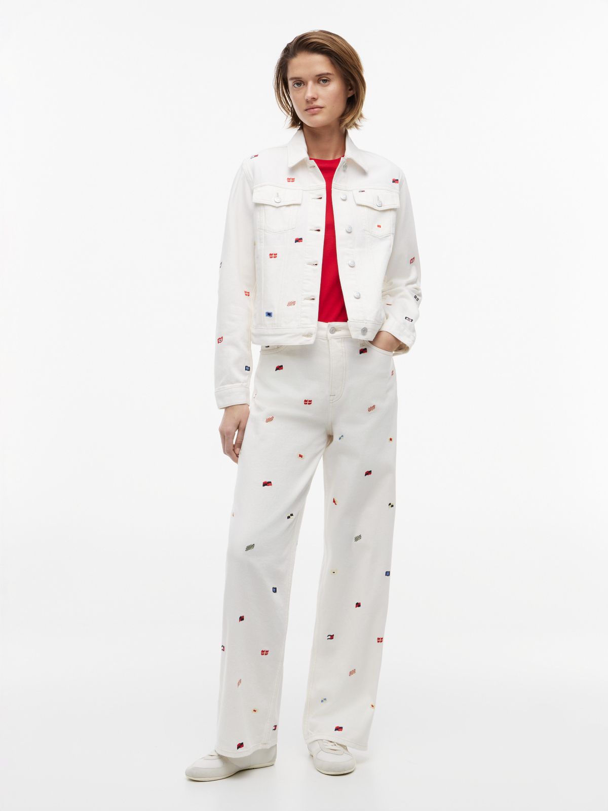 Tommy Jeans Sailing Flag Denim Jacket — White Denim