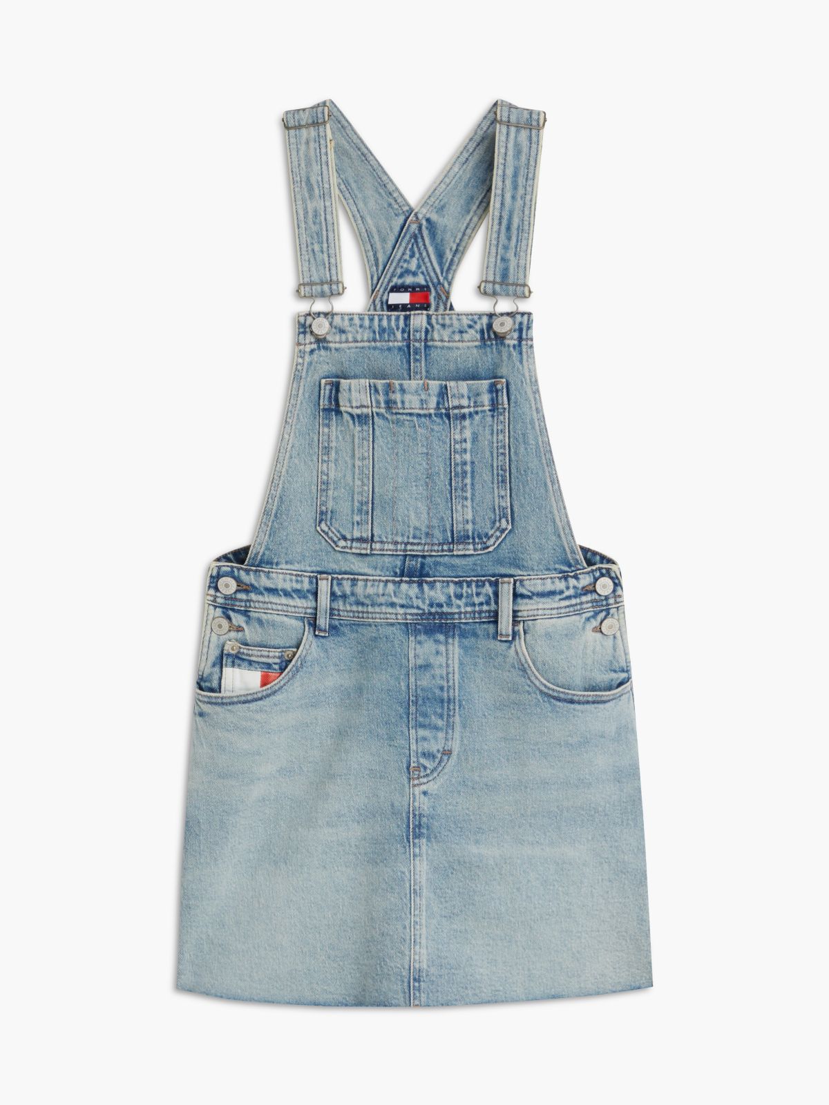 Tommy Jeans Denim Overall Mini Dress — Denim Light