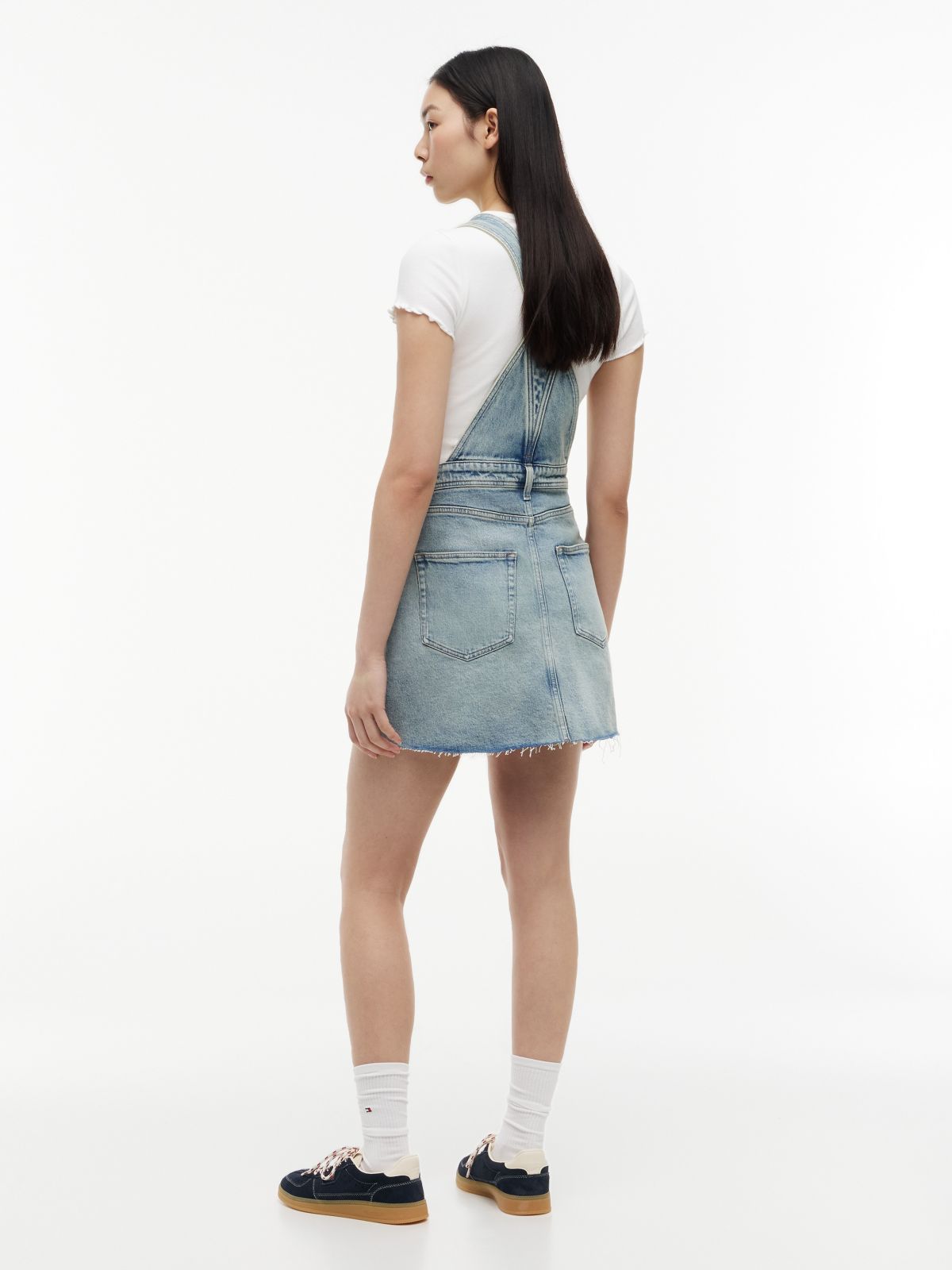 Tommy Jeans Denim Overall Mini Dress — Denim Light
