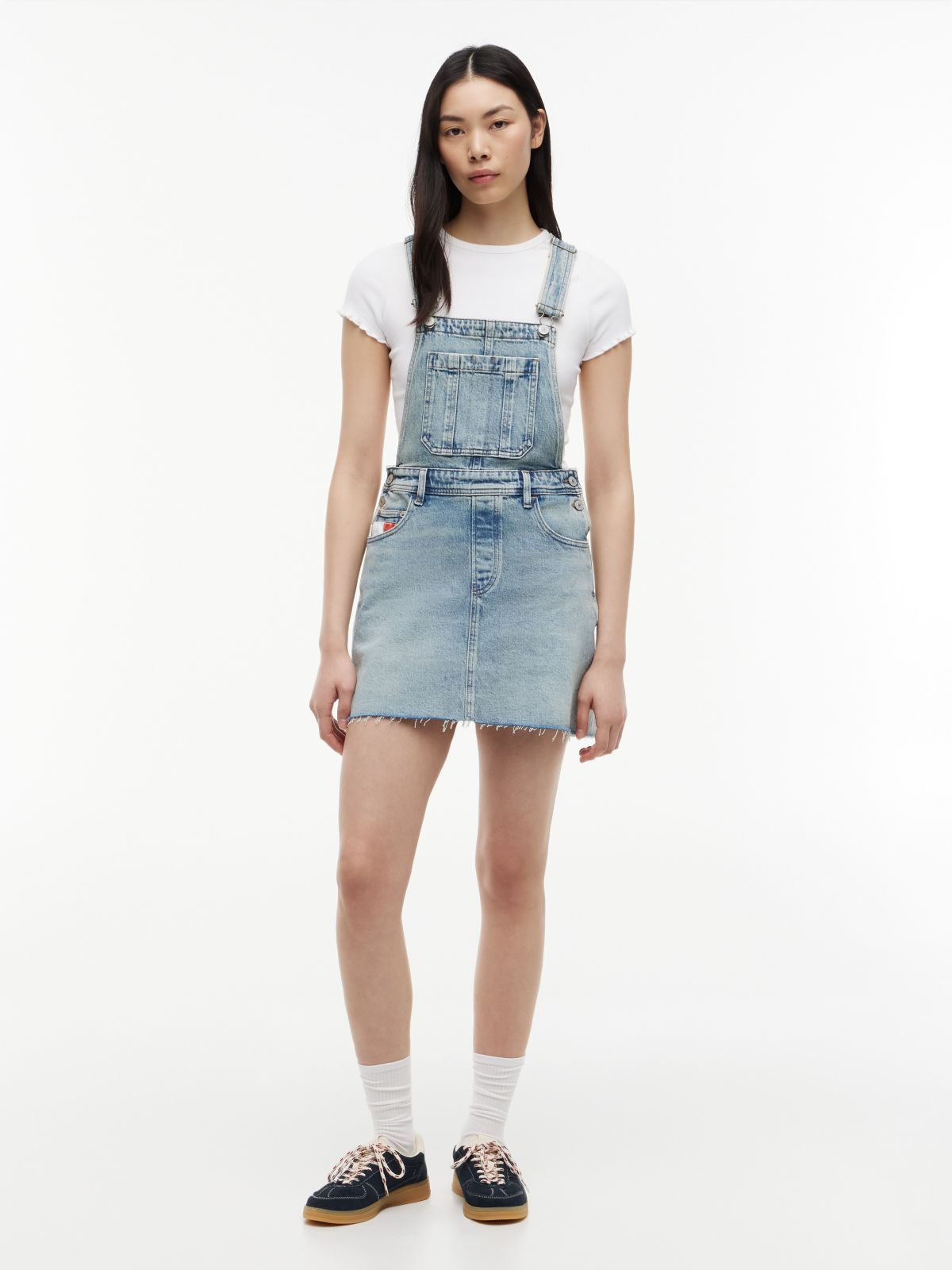 Tommy Jeans Denim Overall Mini Dress — Denim Light
