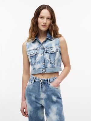 Tommy Jeans Cropped Denim Vest, Denim Light