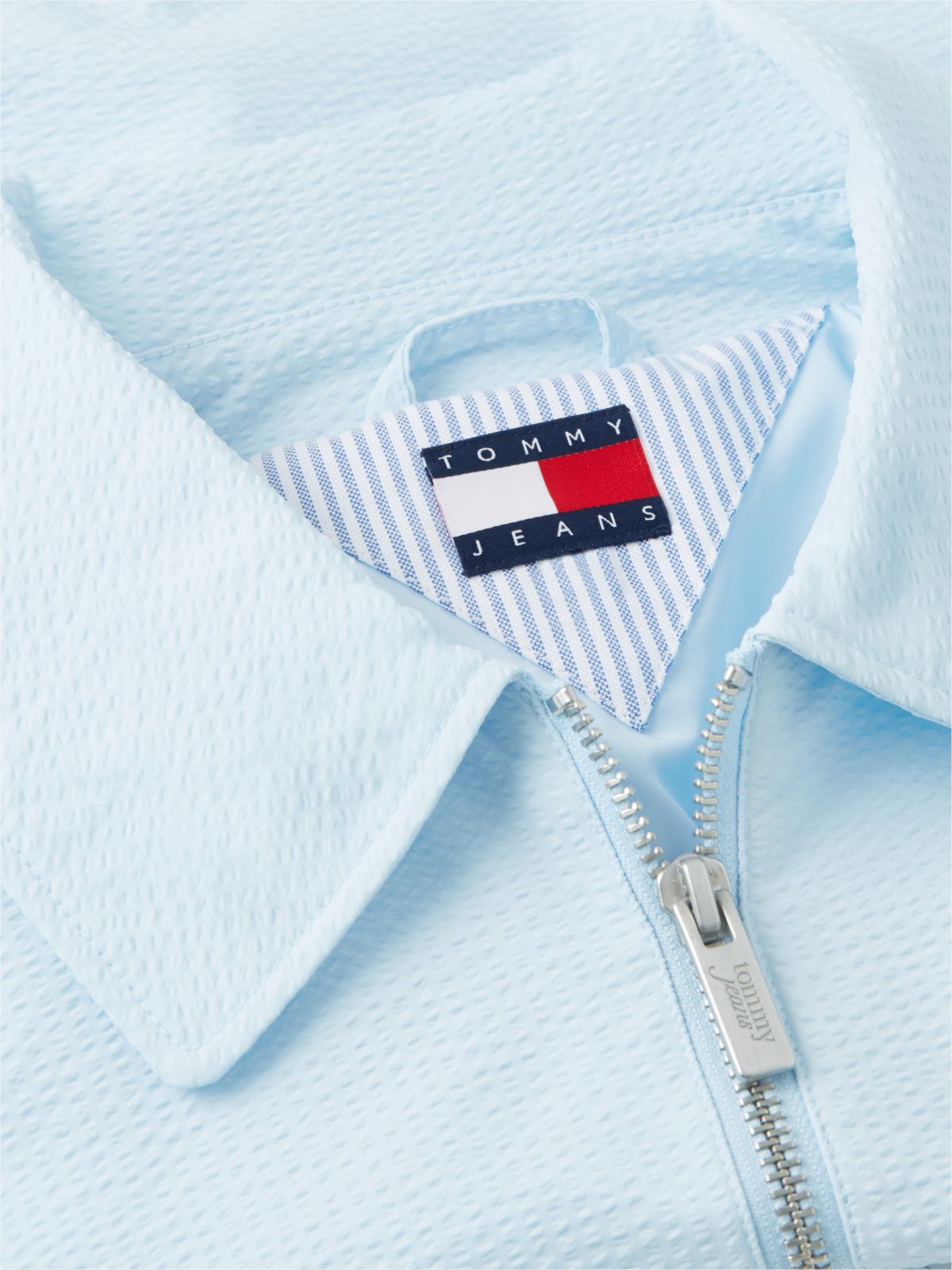 Tommy Jeans Seersucker Zip Jacket — Light Blue
