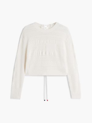 Женские джинсы Tommy Hilfiger Tommy Jeans Textured Lace-Up Sweater — фото 6