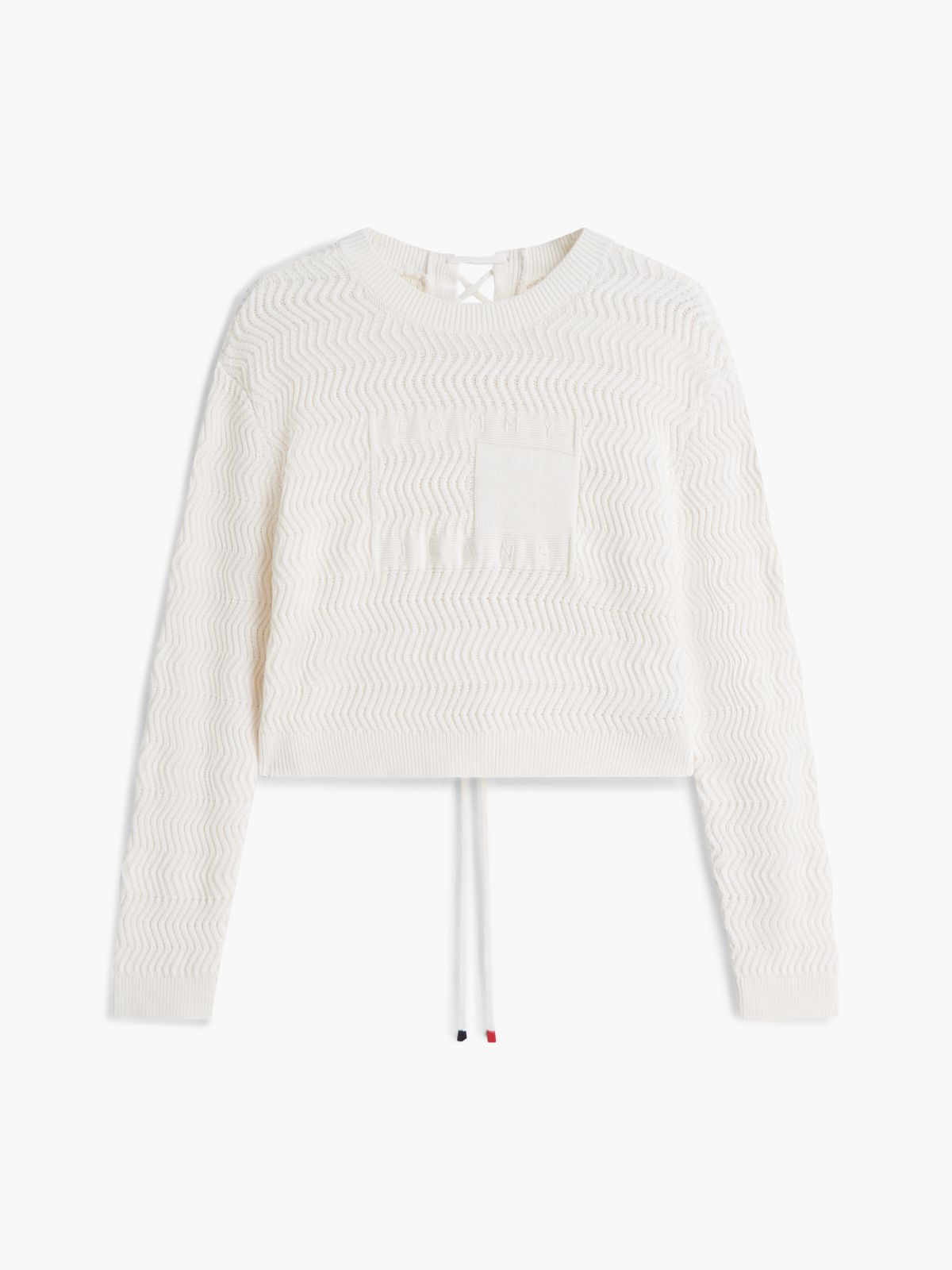 Tommy Jeans Textured Lace-Up Sweater — Ancient White