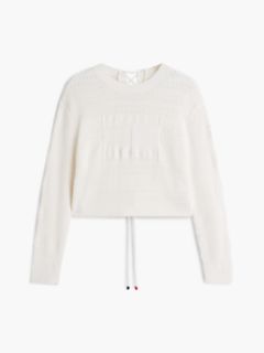 Tommy Jeans Textured Lace-Up Sweater — Ancient White 6