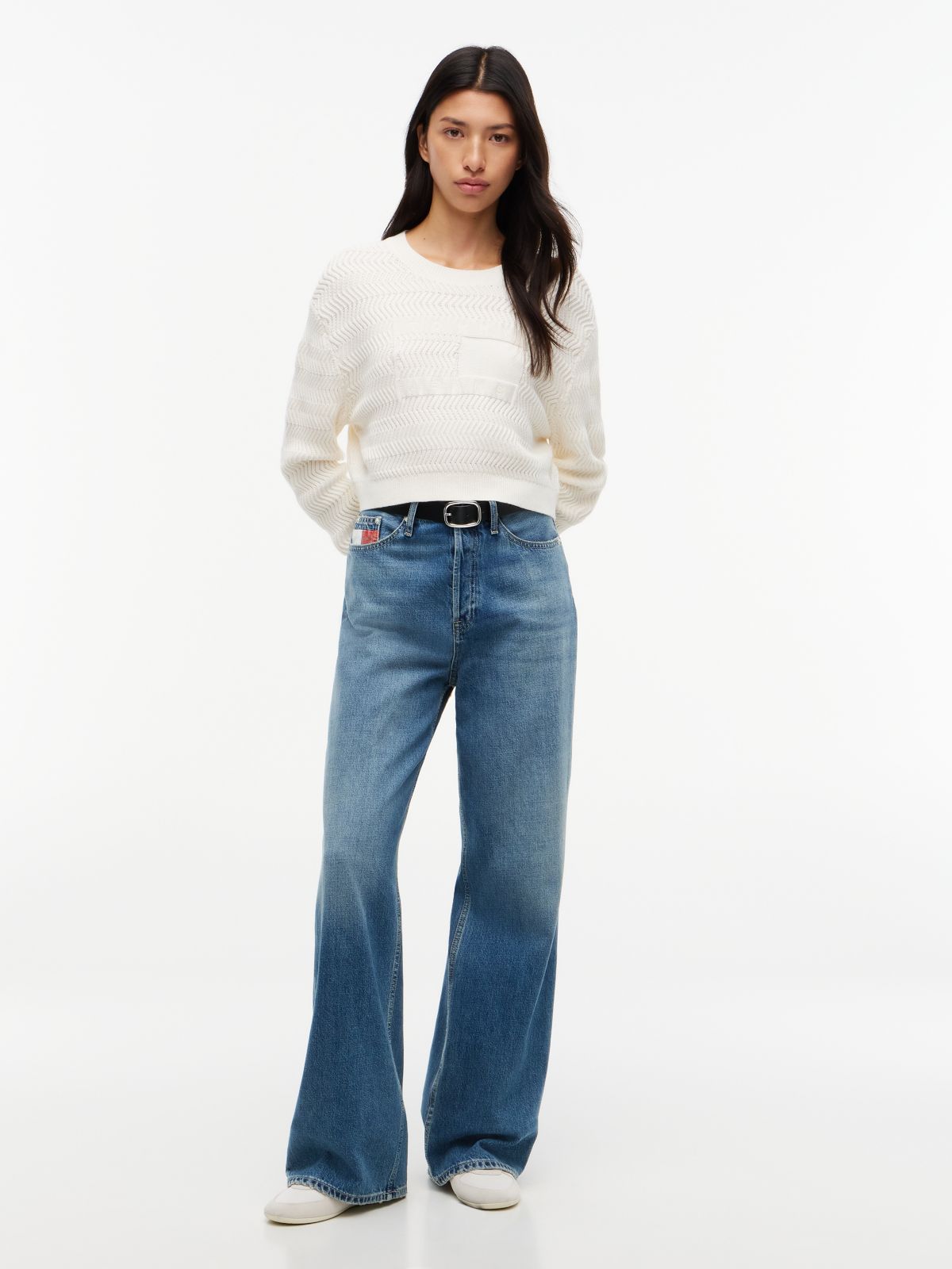Tommy Jeans Textured Lace-Up Sweater — Ancient White