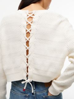 Tommy Jeans Textured Lace-Up Sweater — Ancient White 3