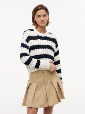 Tommy Jeans Striped Cable Knit Sweater, Navy Blue / Ecru Stripe