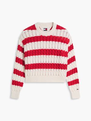 Женские джинсы Tommy Hilfiger Tommy Jeans Striped Cable Knit Sweater — фото 5