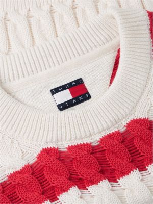 Женские джинсы Tommy Hilfiger Tommy Jeans Striped Cable Knit Sweater — фото 6