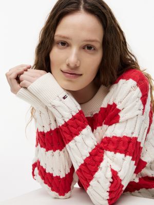 Женские джинсы Tommy Hilfiger Tommy Jeans Striped Cable Knit Sweater — фото 3